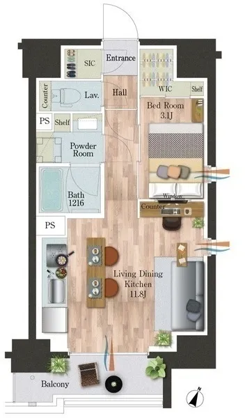 ORSUS Itabashi Honcho - Floor Plan - ["Floor", "Living room", "Floor plan"]