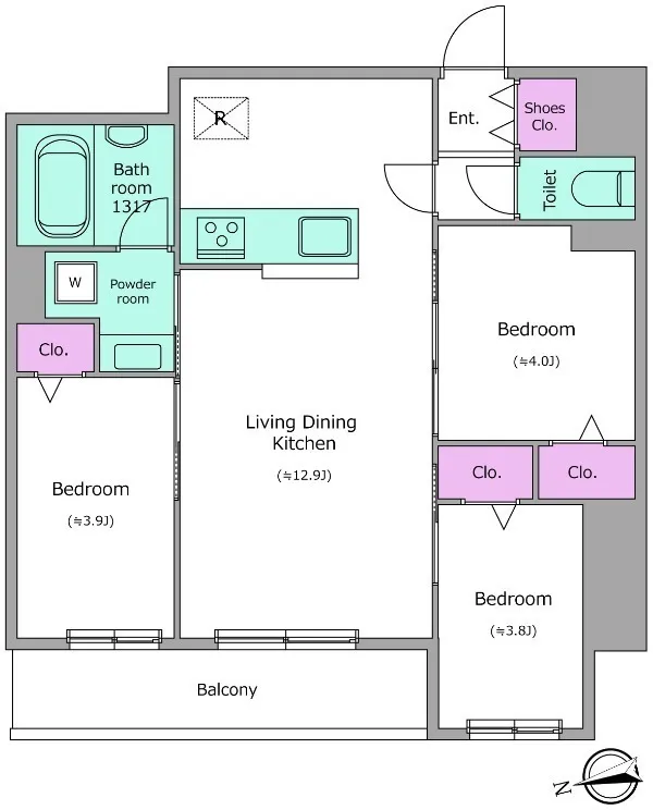 Due Nippori III - Floor Plan - ["White", "Floor plan", "Diagram"]