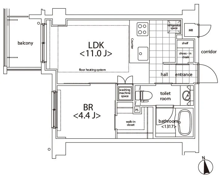 Castalia Azabujuban - Floor Plan - ["White", "Diagram", "Technical drawing"]