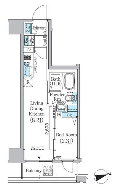 Prime Bliss Higashinakano Station - Floor Plan - ["Map", "Schematic", "Font"]