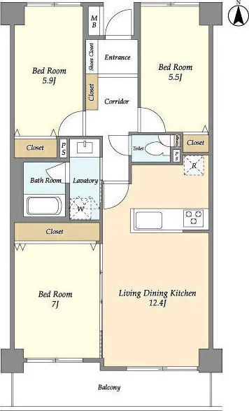 Comforia Nishiogikita - Floor Plan - ["Rectangle", "Font", "Parallel"]