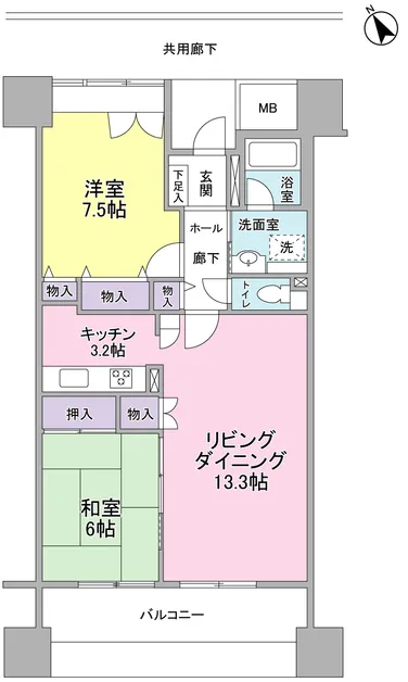 Urban Life Tsukishima Station Square West - Floor Plan - ["Floor plan", "Tile Flooring"]