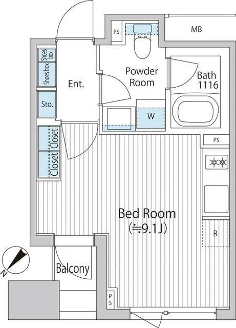 Baus Flats Nihonbashi Hamacho - Floor Plan - ["Rectangle", "Schematic", "Font"]
