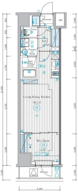 Miraize Kitasenju Residence - Floor Plan - ["White", "Technical drawing", "Plan"]