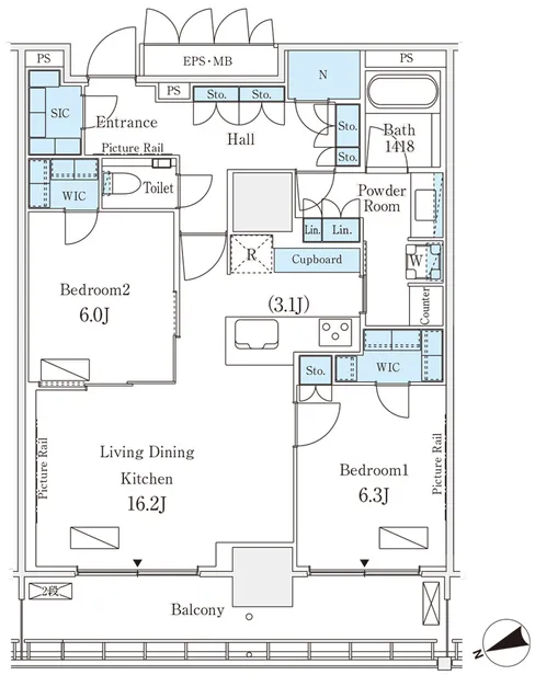 Royal Parks Shinagawa - Floor Plan - ["Rectangle", "Font", "Schematic"]