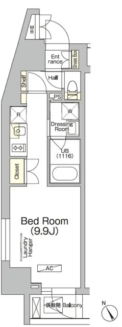 JPnoie Monzennakacho - Floor Plan - ["Rectangle", "Font", "Parallel"]