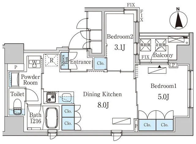 BCN Residence Hatchobori - Floor Plan - ["Rectangle", "Font", "Parallel"]