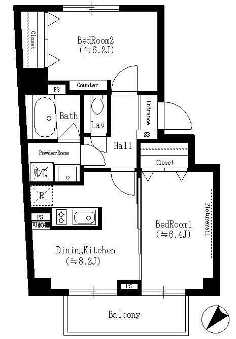 Residia Roppongi Hinokichokoen - Floor Plan - ["Schematic", "Font", "Rectangle"]