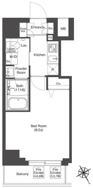 Comforia Monzennakacho South - Floor Plan - ["Rectangle", "Parallel", "Font"]