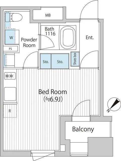 Baus Flats Nihonbashi Hamacho - Floor Plan - ["Rectangle", "Font", "Parallel"]