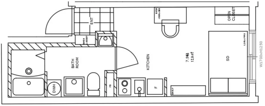 Hmlet Higashi Nakano - Floor Plan - ["Plumbing fixture", "Sink", "Technical drawing"]