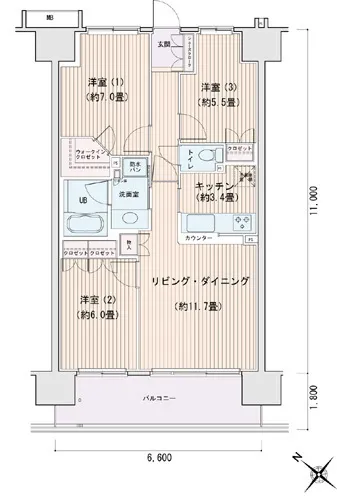 Esty Maison Toyosu Residence - Floor Plan - ["Wood flooring", "Floor plan", "Tile Flooring"]