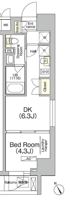 JPnoie Monzennakacho - Floor Plan - ["Rectangle", "Parallel", "Font"]