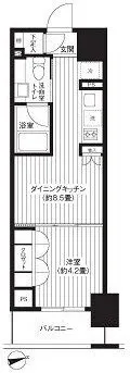 Residia Shin Okachimachi - Floor Plan - ["Home Door", "Tile Flooring"]