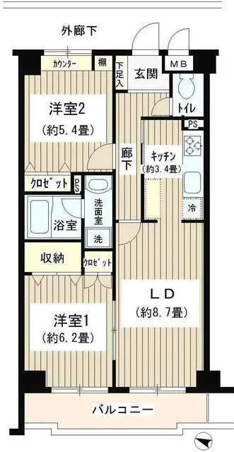 Estage Setagaya Sengawa - Floor Plan - ["Apartment", "Tile Flooring", "Wood flooring"]