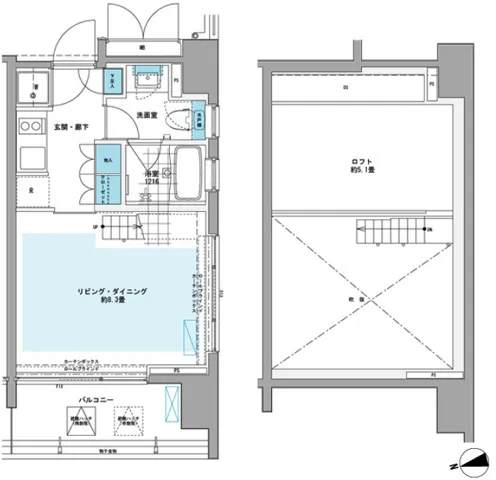 Prime Urban Shibaura LOFT - Floor Plan - ["White", "Plan", "Diagram"]