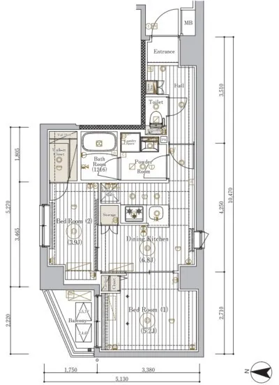 Mirai Kinshicho Maro - Floor Plan - ["White", "Plan", "Schematic"]