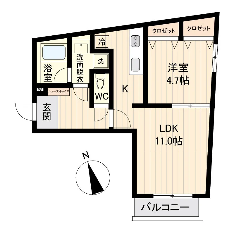 LiveFlat Togoshi - Floor Plan - ["Rectangle", "Font", "Parallel"]