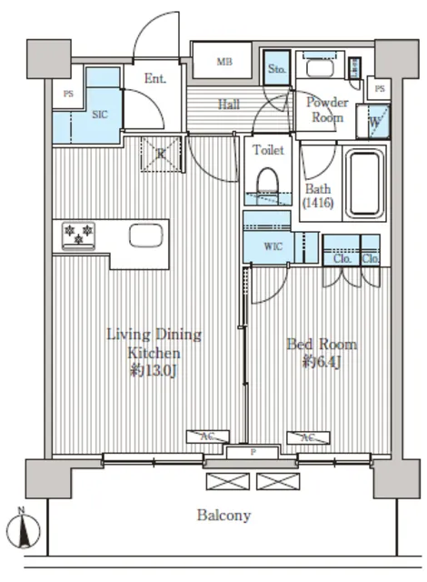 Oase Shinagawa Residence - Floor Plan - ["Plan", "Floor plan", "Technical drawing"]