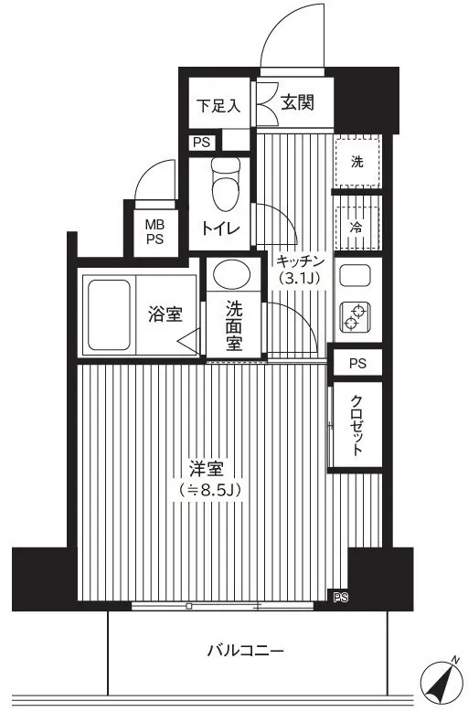 Castalia Hatsudai - Floor Plan - ["Wood flooring", "Tile Flooring"]