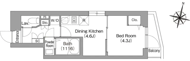 Comforia Liv Meguro Himonya - Floor Plan - ["Rectangle", "Font", "Parallel"]