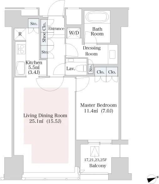 Central Park Tower La Tour Shinjuku - Floor Plan - ["Floor plan", "Diagram", "Wood flooring"]