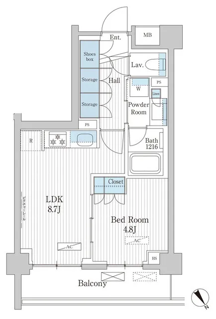 Park Axis Monzennakacho Terrace - Floor Plan - ["Rectangle", "Schematic", "Slope"]