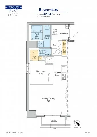 Proud Flat Tsukishima Avenue - Floor Plan - ["Schematic", "Rectangle", "Font"]