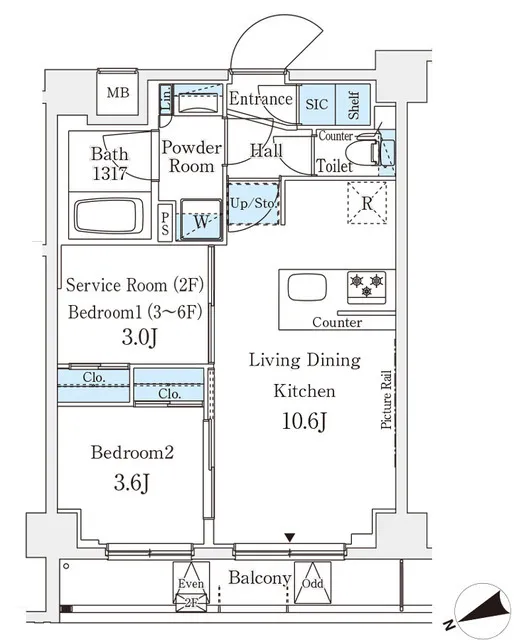 Asyl Court Yamanote Dozaka - Floor Plan - ["Rectangle", "Slope", "Schematic"]
