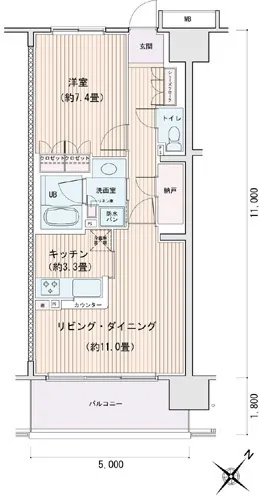 Esty Maison Toyosu Residence - Floor Plan - ["Wood flooring", "Tile Flooring"]