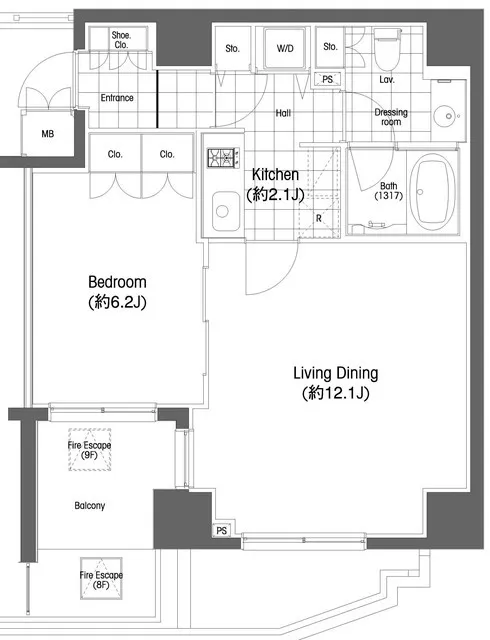 BPR Residence Ebisu - Floor Plan - ["Floor plan", "Technical drawing", "Text"]