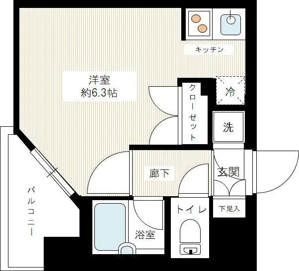 Palace Studio Otsuka - Floor Plan - ["Plan", "Tile Flooring", "Wood flooring"]
