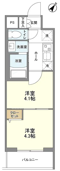 Clarity Bunkyo Sengoku - Floor Plan - ["Apartment", "Tile Flooring", "Home Door"]