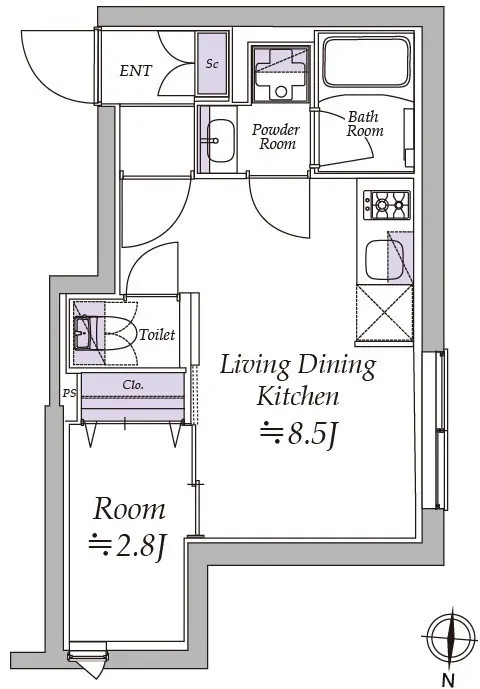 Atrio Flats Kiyosumi Shirakawa - Floor Plan - ["Plan", "Diagram", "Floor plan"]