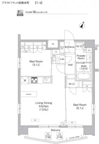 PROUD FLAT Itabashi Honmachi - Floor Plan - ["Rectangle", "Font", "Schematic"]