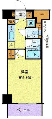Palace Studio Minamiazabu - Floor Plan - ["Apartment", "Tile Flooring"]