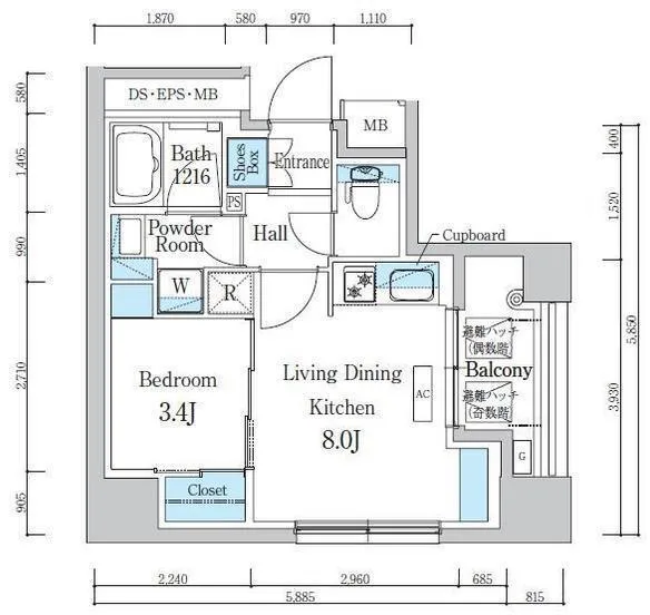 One Roof Flat Kuramae - Floor Plan - ["White", "Diagram", "Floor plan"]