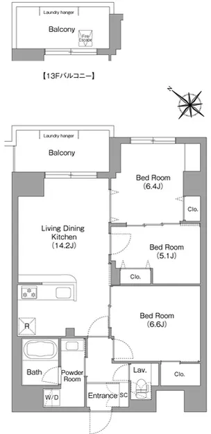 Comforia Liv Toyosu Canal - Floor Plan - ["White", "Diagram", "Technical drawing"]