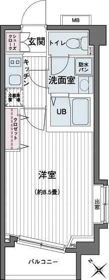 Ecology Toritsu Daigaku Residence - Floor Plan - ["Apartment", "Tile Flooring", "Home Door"]