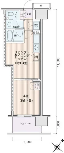 Esty Maison Toyosu Residence - Floor Plan - ["Tile Flooring"]