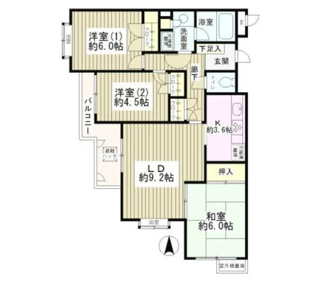 Flat Hamadayama - Floor Plan - ["Map", "Schematic", "Rectangle"]