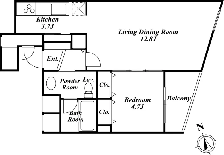 Milia Residence Nogizaka - Floor Plan - ["Rectangle", "Slope", "Font"]