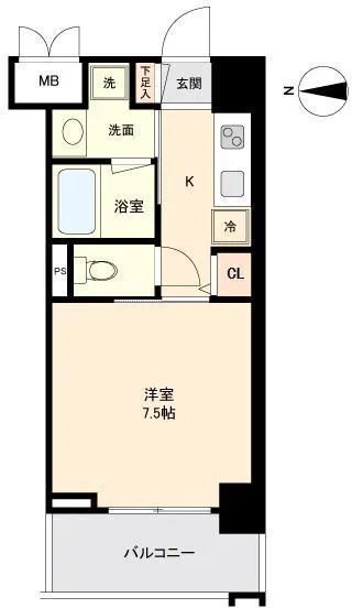 Primal Itabashi Honcho - Floor Plan - ["Apartment", "Tile Flooring"]