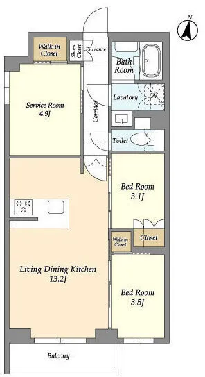 Asyl Court Nerima Nakamurabashi - Floor Plan - ["White", "Floor plan", "Technical drawing"]