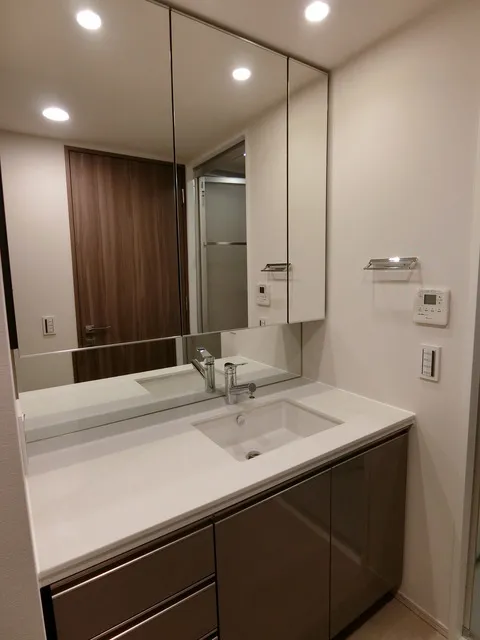 The Parkhouse Toyocho Midori Guest House - Interior - ["Mirror", "Tap", "Sink"]