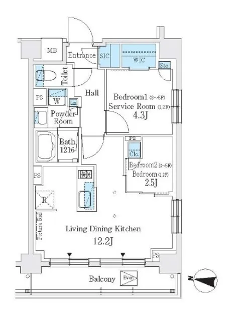 J.GRAN Court Shinagawa Nishioi WEST - Floor Plan - ["Schematic", "Rectangle", "Font"]