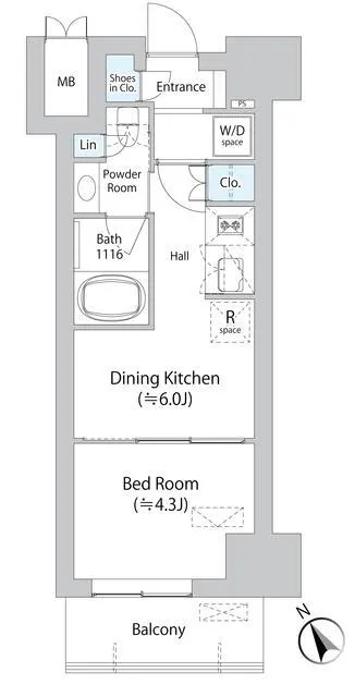 Milia Residence Asakusabashi II - Floor Plan - ["Rectangle", "Parallel", "Font"]