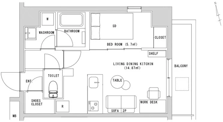 Hmlet Monzen-Nakacho II - Floor Plan - ["White", "Plan", "Diagram"]