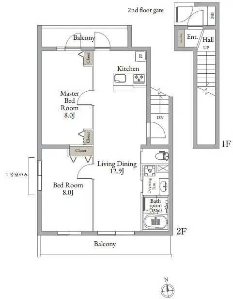 Belle Maison Nakamurabashi South - Floor Plan - ["White", "Plan", "Technical drawing"]