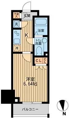 KDX Residence Higashi Shinjuku - Floor Plan - ["Apartment", "Tile Flooring"]